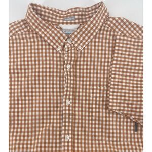 Columbia Men Size XXL Orange Plaid Short Sleeve Regular Fit Button Down Shirt